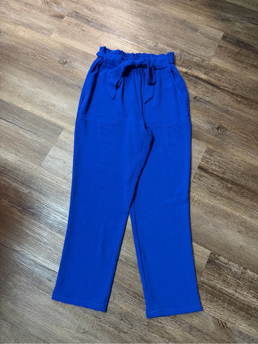 Women's Electric Blue Paperbag Waist Pants